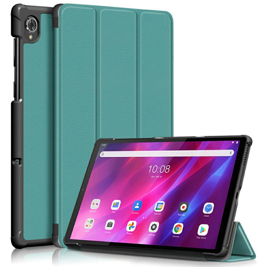 Tri-fold Soft Leather Flip Stand Smart Protective Cover with Sleep / Wake Feature for Lenovo Tab K10/Tab M10 Plus - Green