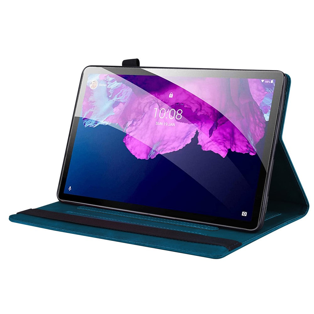 Business Style Front Pocket Design PU Leather Wallet Stand Tablet Cover Case for Lenovo Tab P11 TB-J606F / Tab P11 5G - Blue