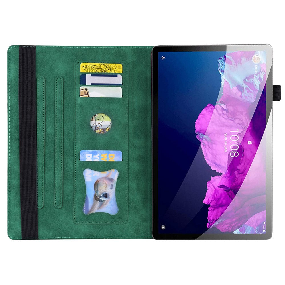 Business Style Front Pocket Design PU Leather Wallet Stand Tablet Cover Case for Lenovo Tab P11 TB-J606F / Tab P11 5G - Green