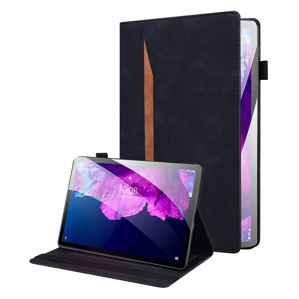 Business Style Front Pocket Design PU Leather Wallet Stand Tablet Cover Case for Lenovo Tab P11 TB-J606F / Tab P11 5G - Black
