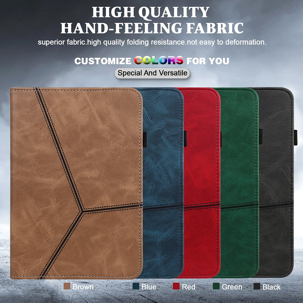 Plain Leather Tablet Cover with Card Holder and Foldable Stand for Lenovo Tab M10 HD Gen 2 X306X - Red