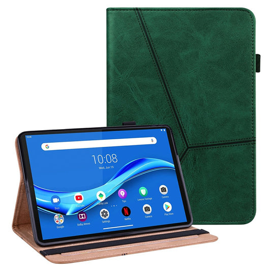 Anti-Scratch Plain Leather Tablet Stand Cover with Card Holder for Lenovo Tab M10 Plus/M10 FHD Plus TB-X606F/TB-606X - Green