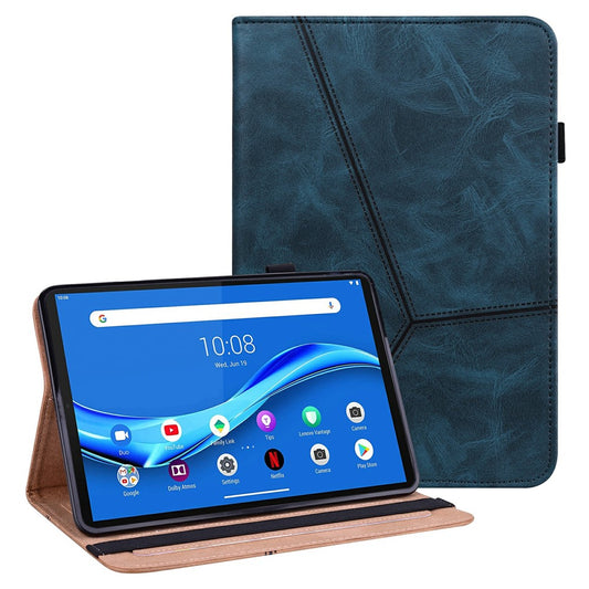 Anti-Scratch Plain Leather Tablet Stand Cover with Card Holder for Lenovo Tab M10 Plus/M10 FHD Plus TB-X606F/TB-606X - Blue