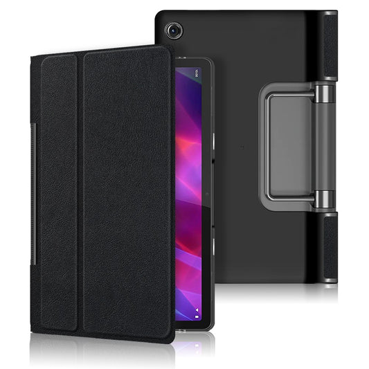 Plain PU Leather Good Shock-Absorption Tablet Cover with Kickstand for Lenovo Yoga Tab 11 - Black