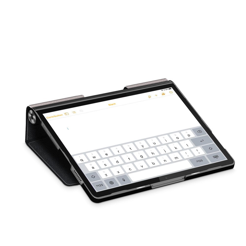 Plain PU Leather Good Shock-Absorption Tablet Cover with Kickstand for Lenovo Yoga Tab 11 - Black