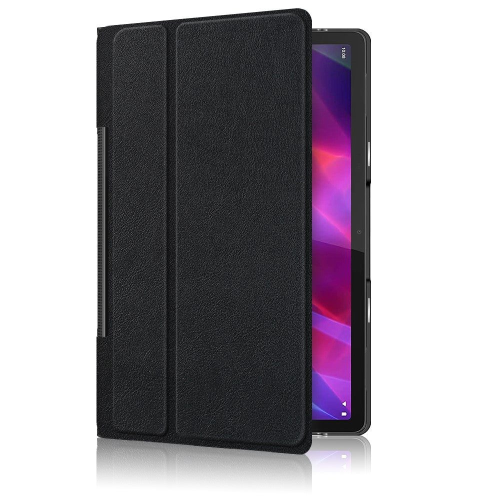 Plain PU Leather Good Shock-Absorption Tablet Cover with Kickstand for Lenovo Yoga Tab 11 - Black