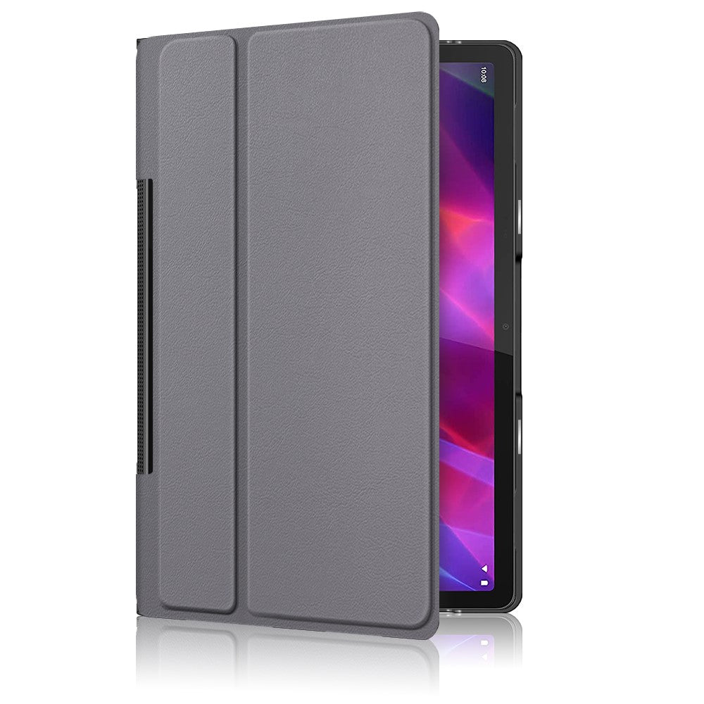 Plain PU Leather Good Shock-Absorption Tablet Cover with Kickstand for Lenovo Yoga Tab 11 - Grey
