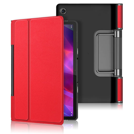 Plain PU Leather Good Shock-Absorption Tablet Cover with Kickstand for Lenovo Yoga Tab 11 - Red