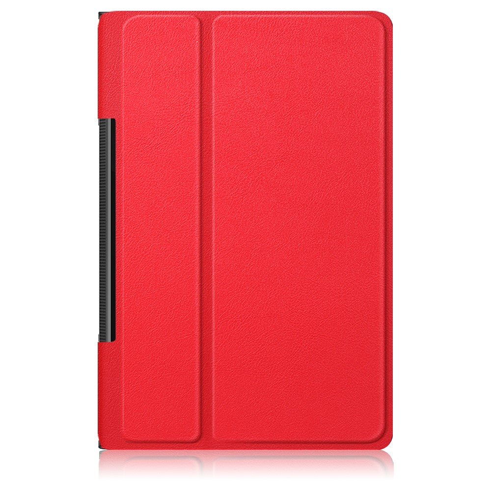 Plain PU Leather Good Shock-Absorption Tablet Cover with Kickstand for Lenovo Yoga Tab 11 - Red