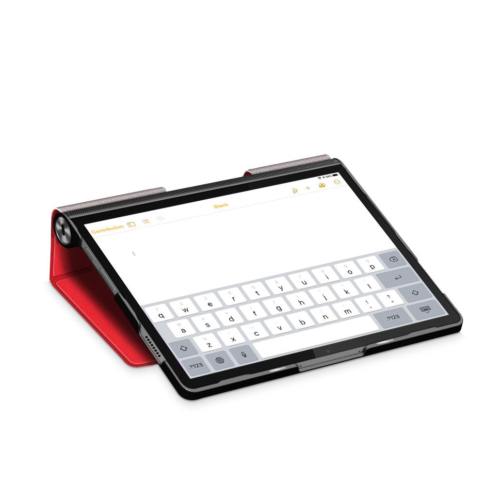 Plain PU Leather Good Shock-Absorption Tablet Cover with Kickstand for Lenovo Yoga Tab 11 - Red