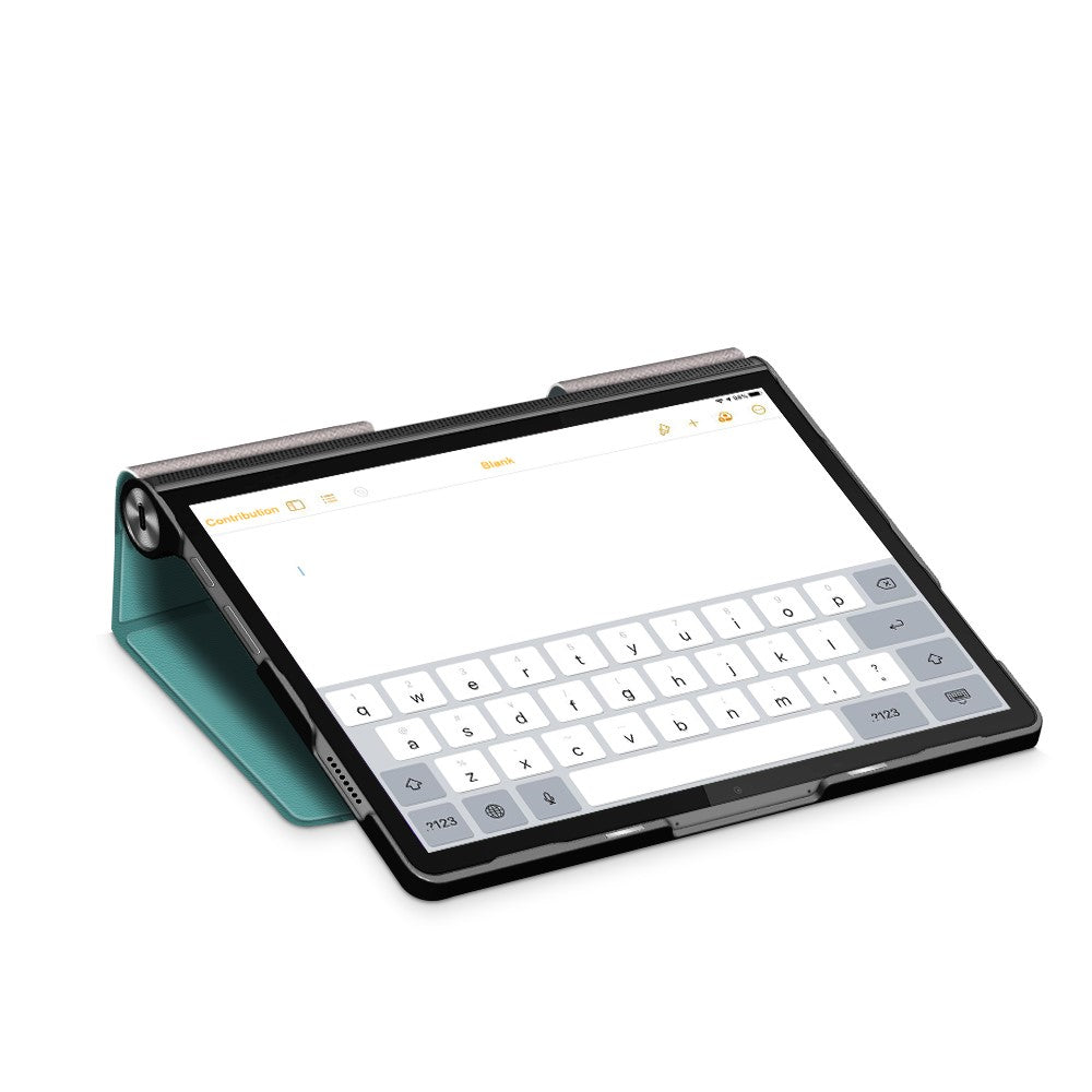 Plain PU Leather Good Shock-Absorption Tablet Cover with Kickstand for Lenovo Yoga Tab 11 - Dark Green