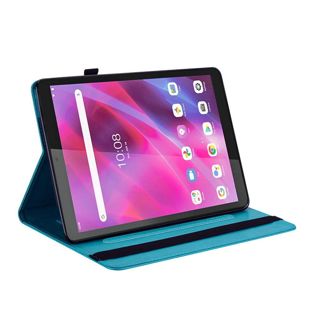 Unique Tree and Deer Pattern Imprinting Smooth Leather Stand Tablet Cover with Card Holders for Lenovo Tab M10 HD Gen 2 X306X - Blue