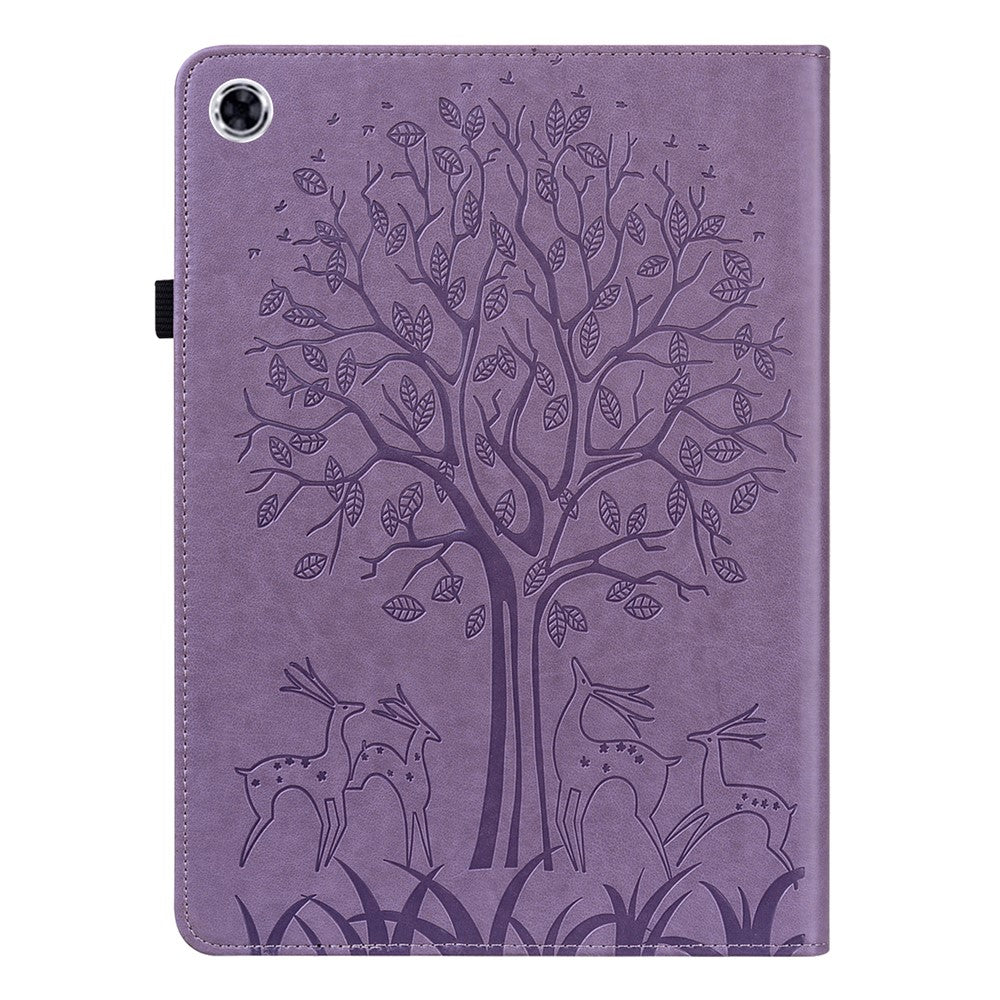 Unique Tree and Deer Pattern Imprinting Smooth Leather Stand Tablet Cover with Card Holders for Lenovo Tab M10 HD Gen 2 X306X - Purple