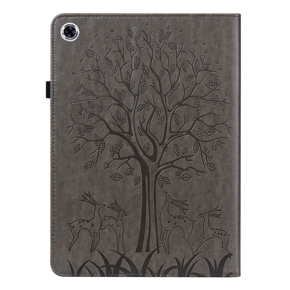Unique Tree and Deer Pattern Imprinting Smooth Leather Stand Tablet Cover with Card Holders for Lenovo Tab M10 HD Gen 2 X306X - Grey