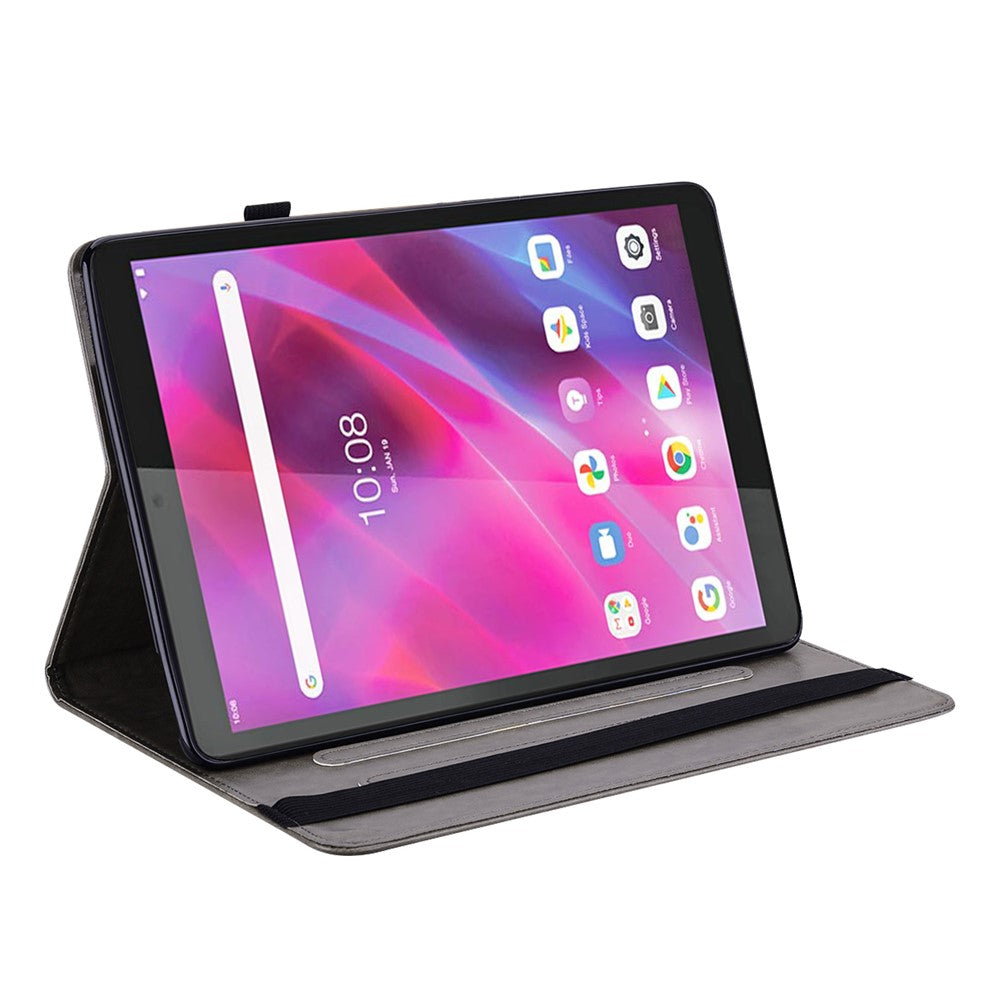 Unique Tree and Deer Pattern Imprinting Smooth Leather Stand Tablet Cover with Card Holders for Lenovo Tab M10 HD Gen 2 X306X - Grey