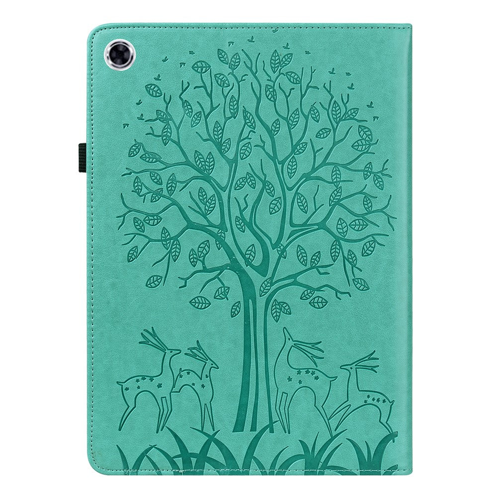 Unique Tree and Deer Pattern Imprinting Smooth Leather Stand Tablet Cover with Card Holders for Lenovo Tab M10 HD Gen 2 X306X - Green