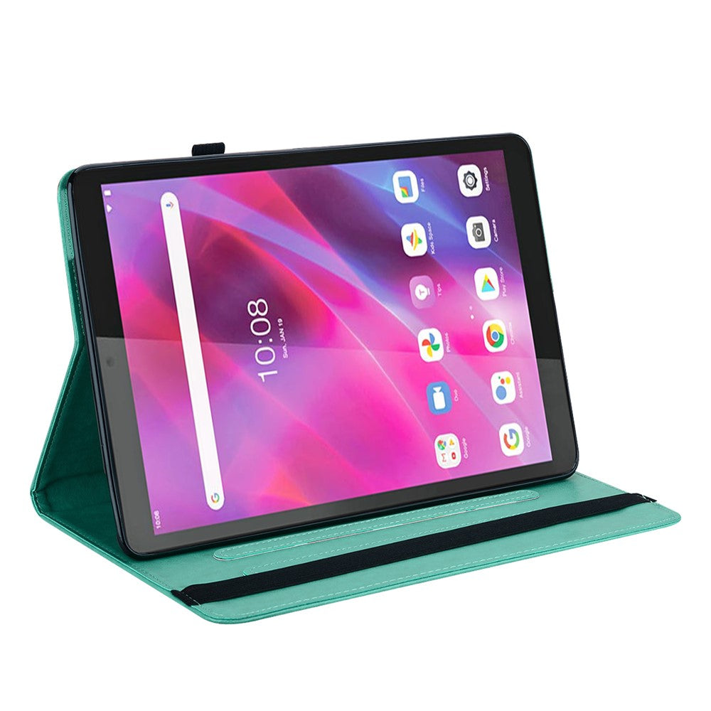 Unique Tree and Deer Pattern Imprinting Smooth Leather Stand Tablet Cover with Card Holders for Lenovo Tab M10 HD Gen 2 X306X - Green