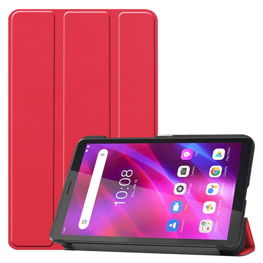 Tri-fold Stand PU Leather Tablet Well-protected Case Cover for  Lenovo Tab M7 (2nd Gen) / (3rd Gen) - Red