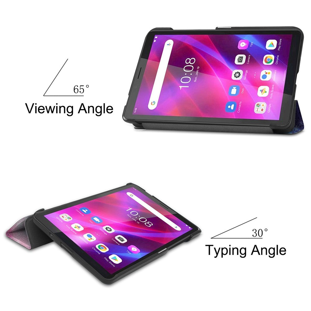 Stylish Light Slim Pattern Printing PU Leather Tri-fold Stand Tablet Cover Shell for  Lenovo Tab M7 (2nd Gen) / (3rd Gen) - Nebula