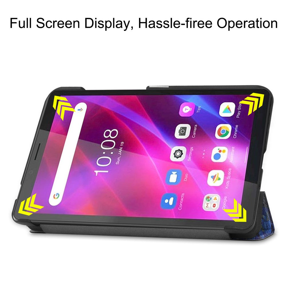 Stylish Light Slim Pattern Printing PU Leather Tri-fold Stand Tablet Cover Shell for  Lenovo Tab M7 (2nd Gen) / (3rd Gen) - Starry Sky