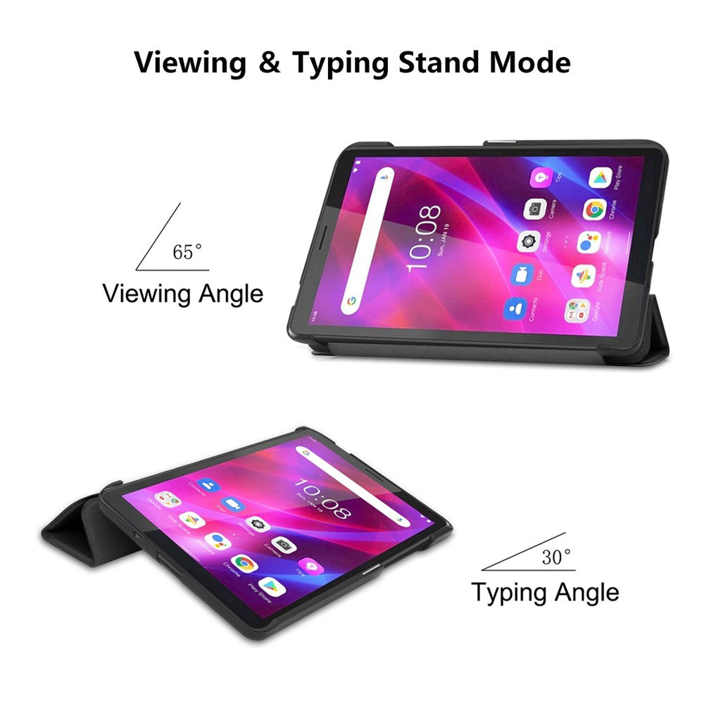 ENKAY HAT PRINCE Full Coverage Shock-Proof Tri-fold PU Leather + Hard PC Inner Tablet Stand Case for  Lenovo Tab M7 (2nd Gen) / (3rd Gen) - Grey
