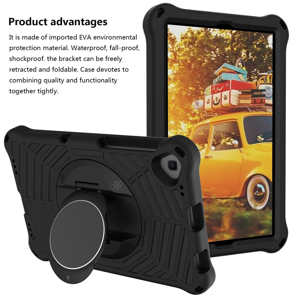 Spider Web Texture Anti-Drop Shockproof Tablet Case Kickstand EVA Cover with Shoulder Strap for Lenovo M10 FHD Plus/2nd Gen TB-X606 10.3-inch - Black