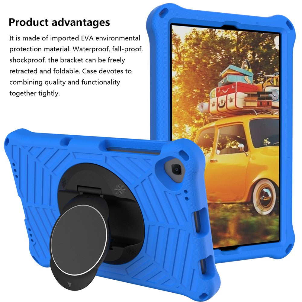 Spider Web Texture Anti-Drop Shockproof Tablet Case Kickstand EVA Cover with Shoulder Strap for Lenovo M10 FHD Plus/2nd Gen TB-X606 10.3-inch - Blue