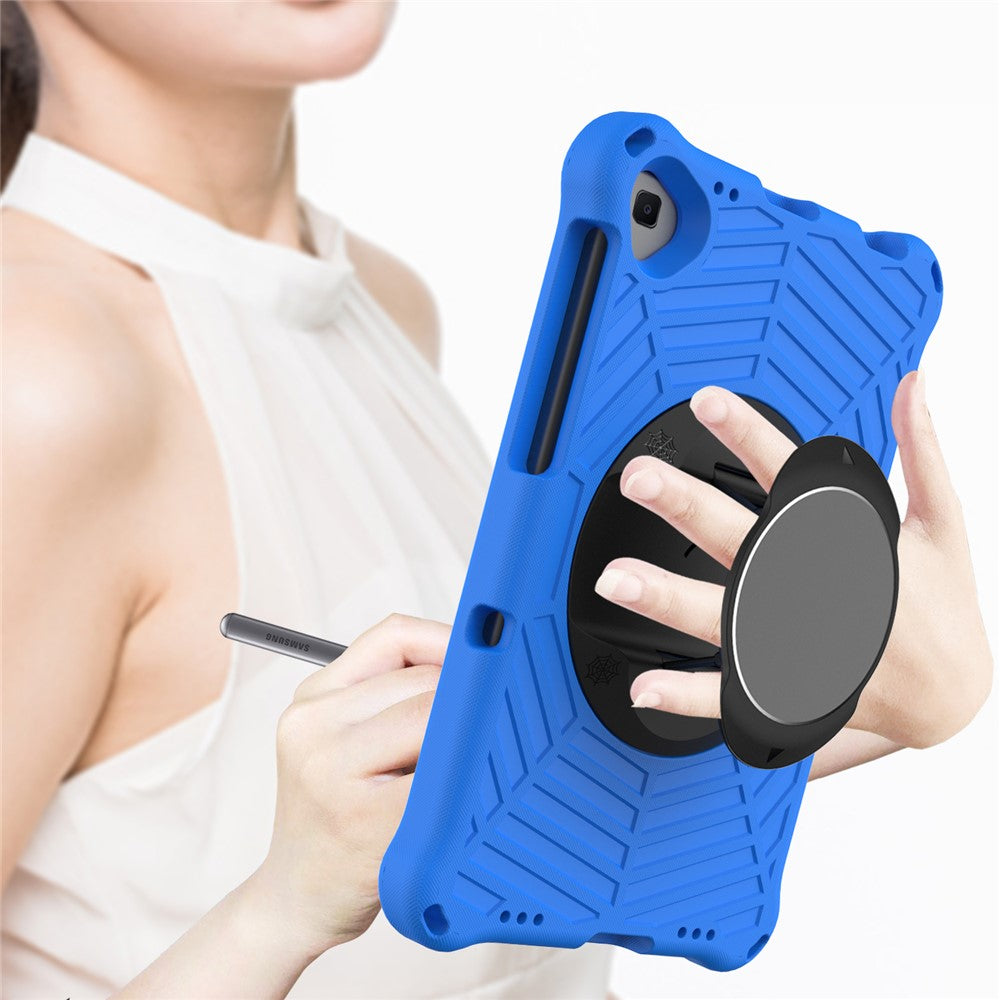 Spider Web Texture Anti-Drop Shockproof Tablet Case Kickstand EVA Cover with Shoulder Strap for Lenovo M10 FHD Plus/2nd Gen TB-X606 10.3-inch - Blue