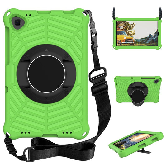 Spider Web Texture Anti-Drop Shockproof Tablet Case Kickstand EVA Cover with Shoulder Strap for Lenovo M10 FHD Plus/2nd Gen TB-X606 10.3-inch - Green