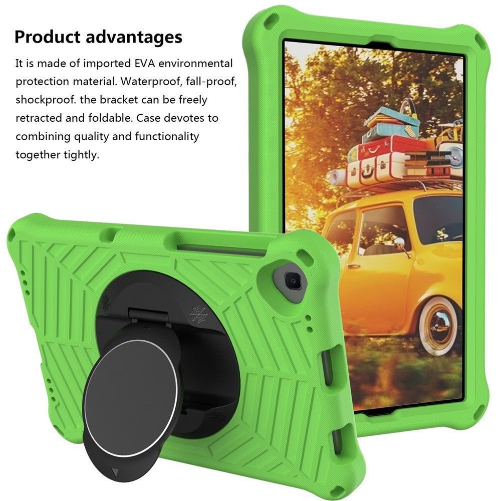 Spider Web Texture Anti-Drop Shockproof Tablet Case Kickstand EVA Cover with Shoulder Strap for Lenovo M10 FHD Plus/2nd Gen TB-X606 10.3-inch - Green