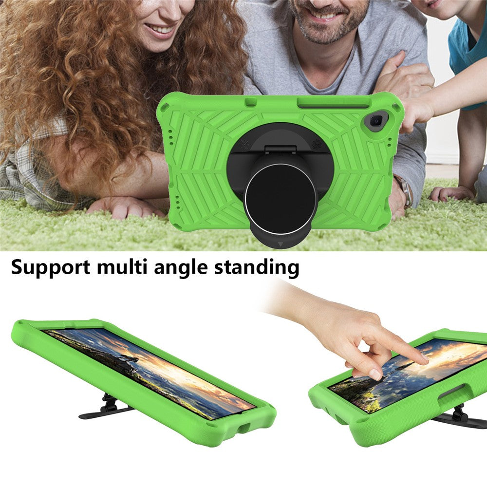 Spider Web Texture Anti-Drop Shockproof Tablet Case Kickstand EVA Cover with Shoulder Strap for Lenovo M10 FHD Plus/2nd Gen TB-X606 10.3-inch - Green