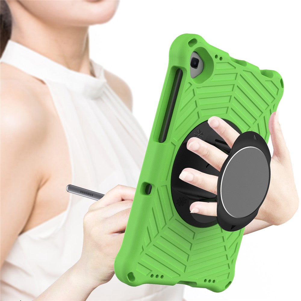 Spider Web Texture Anti-Drop Shockproof Tablet Case Kickstand EVA Cover with Shoulder Strap for Lenovo M10 FHD Plus/2nd Gen TB-X606 10.3-inch - Green