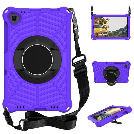Spider Web Texture Anti-Drop Shockproof Tablet Case Kickstand EVA Cover with Shoulder Strap for Lenovo M10 FHD Plus/2nd Gen TB-X606 10.3-inch - Purple