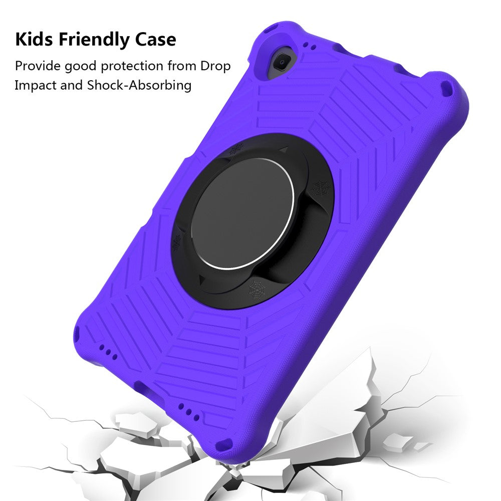 Spider Web Texture Anti-Drop Shockproof Tablet Case Kickstand EVA Cover with Shoulder Strap for Lenovo M10 FHD Plus/2nd Gen TB-X606 10.3-inch - Purple