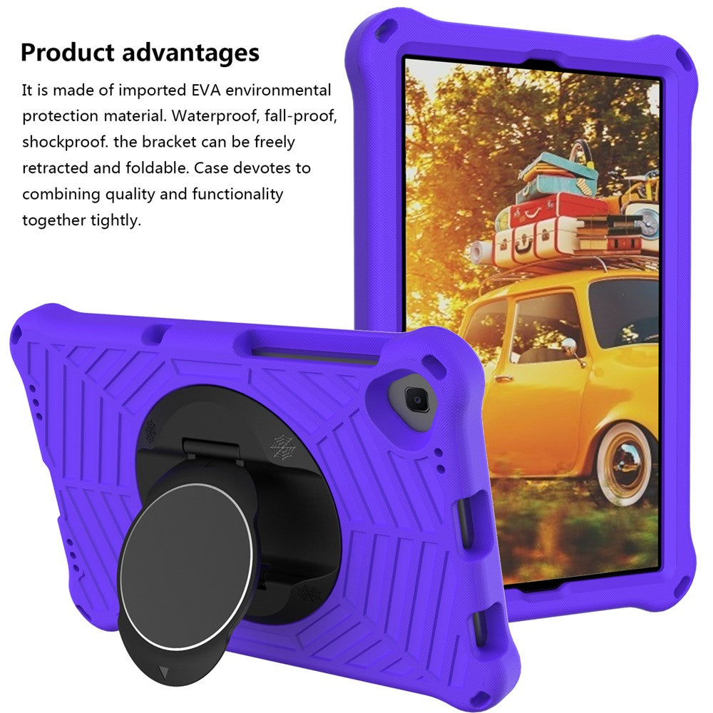 Spider Web Texture Anti-Drop Shockproof Tablet Case Kickstand EVA Cover with Shoulder Strap for Lenovo M10 FHD Plus/2nd Gen TB-X606 10.3-inch - Purple