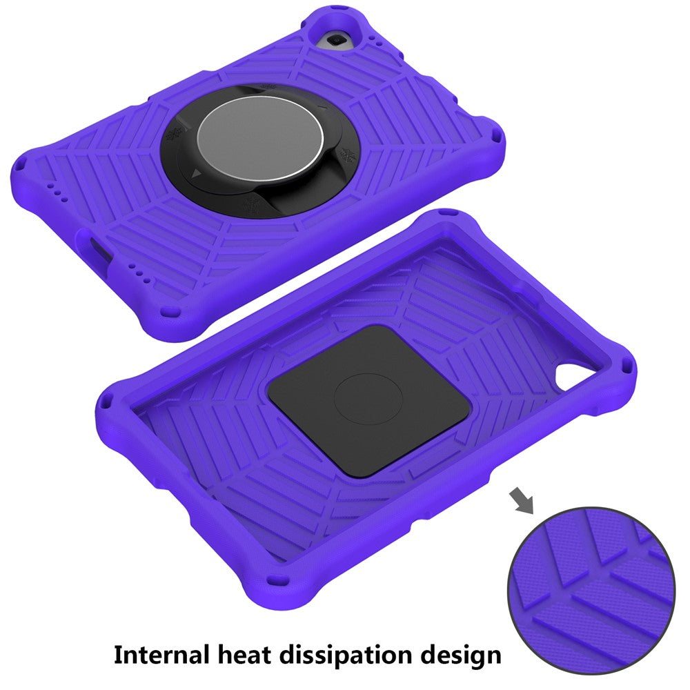 Spider Web Texture Anti-Drop Shockproof Tablet Case Kickstand EVA Cover with Shoulder Strap for Lenovo M10 FHD Plus/2nd Gen TB-X606 10.3-inch - Purple