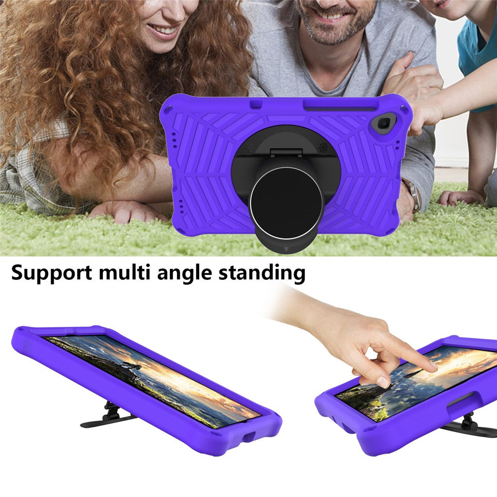Spider Web Texture Anti-Drop Shockproof Tablet Case Kickstand EVA Cover with Shoulder Strap for Lenovo M10 FHD Plus/2nd Gen TB-X606 10.3-inch - Purple