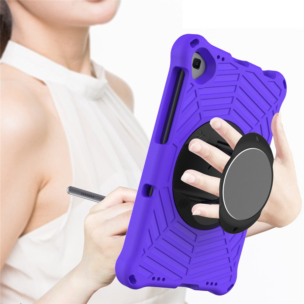Spider Web Texture Anti-Drop Shockproof Tablet Case Kickstand EVA Cover with Shoulder Strap for Lenovo M10 FHD Plus/2nd Gen TB-X606 10.3-inch - Purple