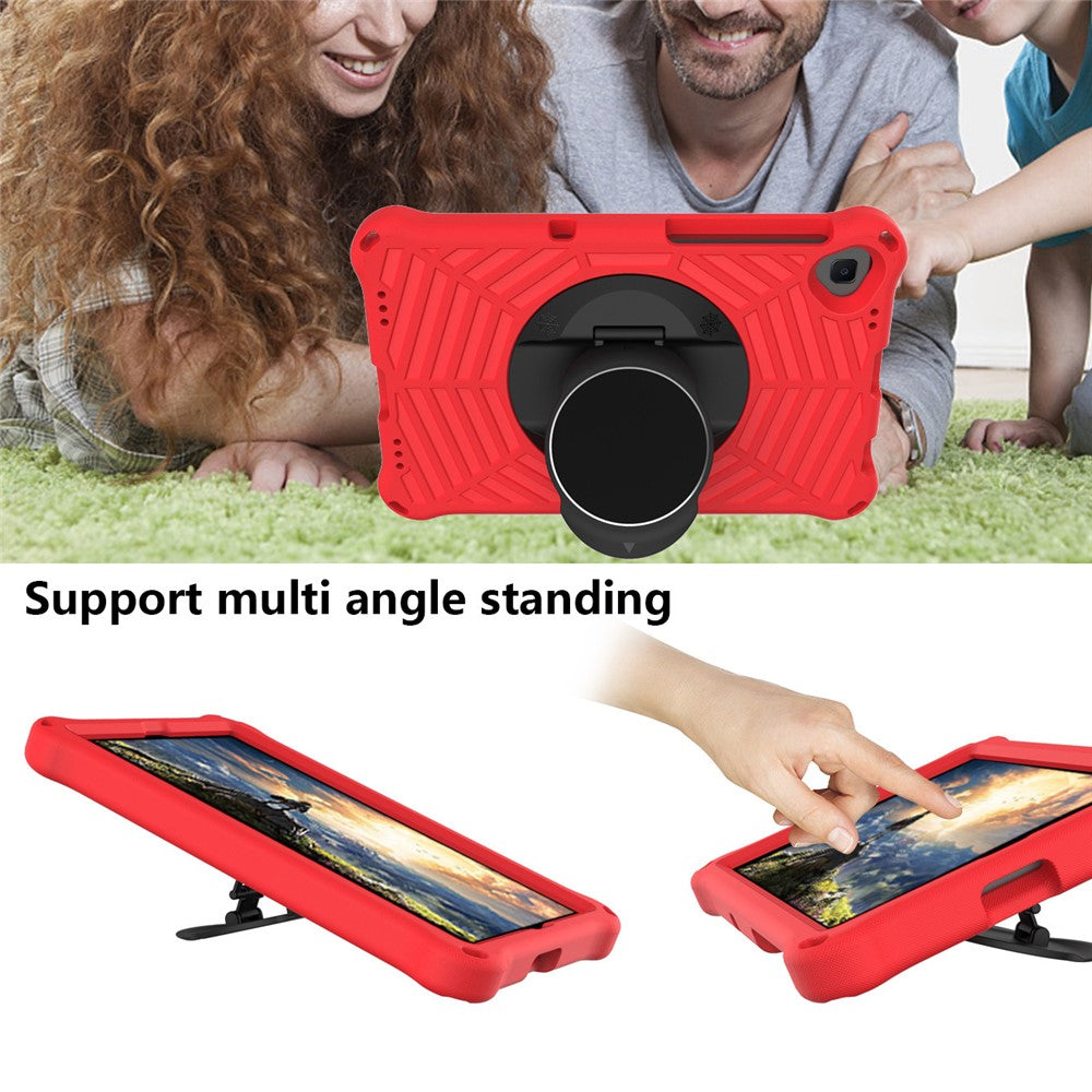 Spider Web Texture Anti-Drop Shockproof Tablet Case Kickstand EVA Cover with Shoulder Strap for Lenovo M10 FHD Plus/2nd Gen TB-X606 10.3-inch - Red