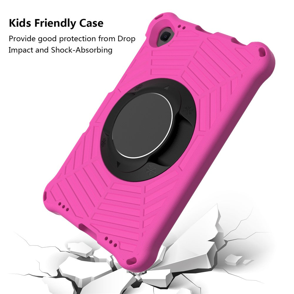 Spider Web Texture Anti-Drop Shockproof Tablet Case Kickstand EVA Cover with Shoulder Strap for Lenovo M10 FHD Plus/2nd Gen TB-X606 10.3-inch - Rose