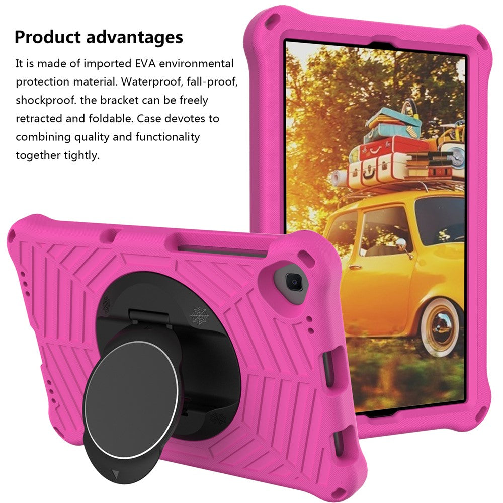 Spider Web Texture Anti-Drop Shockproof Tablet Case Kickstand EVA Cover with Shoulder Strap for Lenovo M10 FHD Plus/2nd Gen TB-X606 10.3-inch - Rose