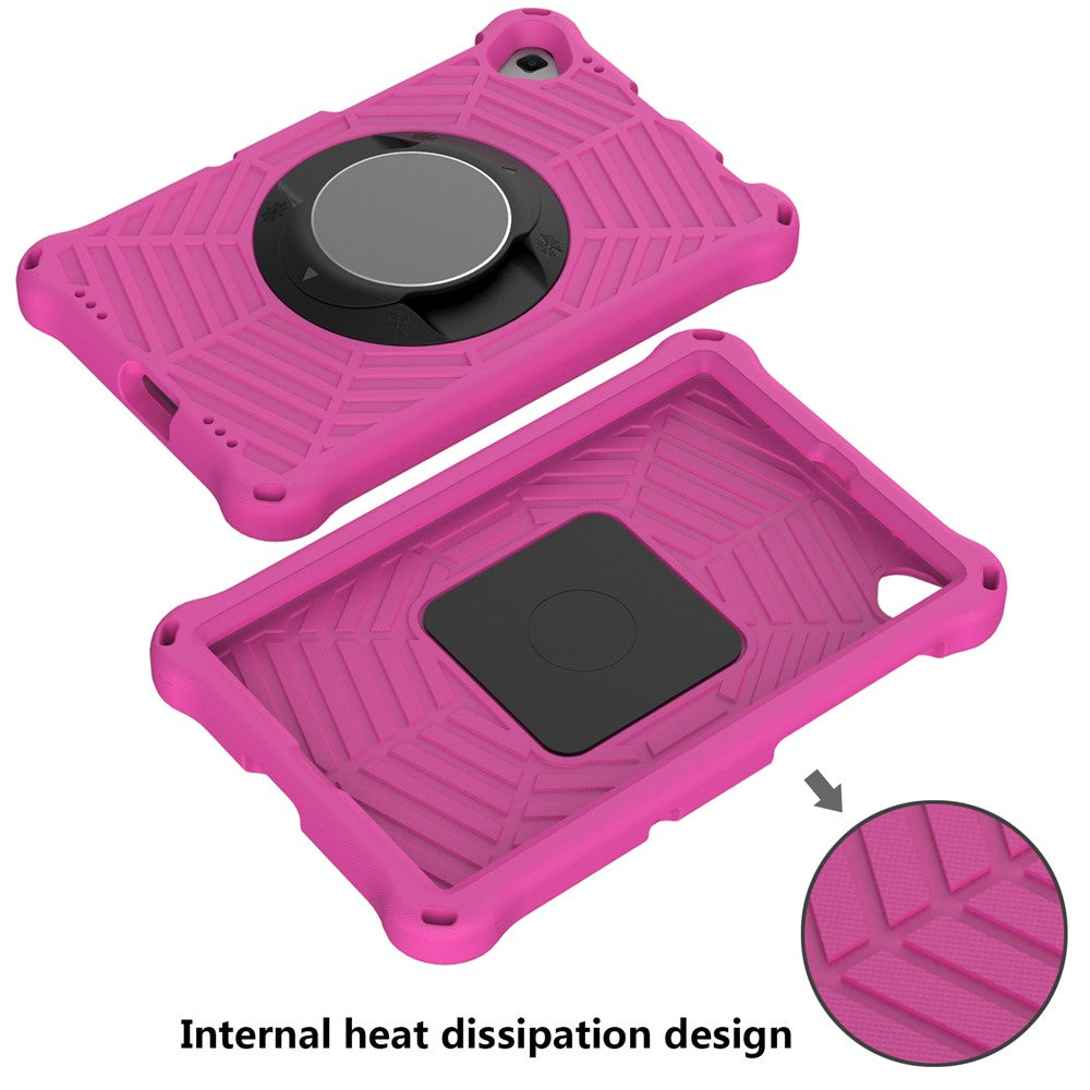 Spider Web Texture Anti-Drop Shockproof Tablet Case Kickstand EVA Cover with Shoulder Strap for Lenovo M10 FHD Plus/2nd Gen TB-X606 10.3-inch - Rose