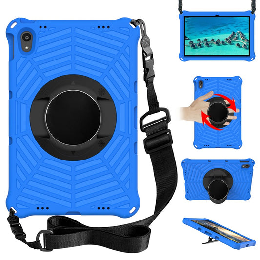 Spider Web Texture Heat Dissipation Anti-Drop Impact-Resistant Tablet Case Kickstand EVA Cover with Shoulder Strap for Lenovo Tab P11 TB-J606F / Tab P11 5G - Blue
