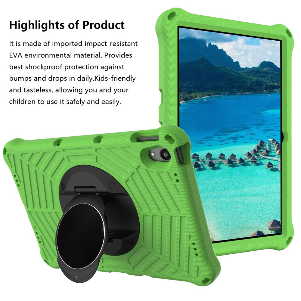Spider Web Texture Heat Dissipation Anti-Drop Impact-Resistant Tablet Case Kickstand EVA Cover with Shoulder Strap for Lenovo Tab P11 TB-J606F / Tab P11 5G - Green