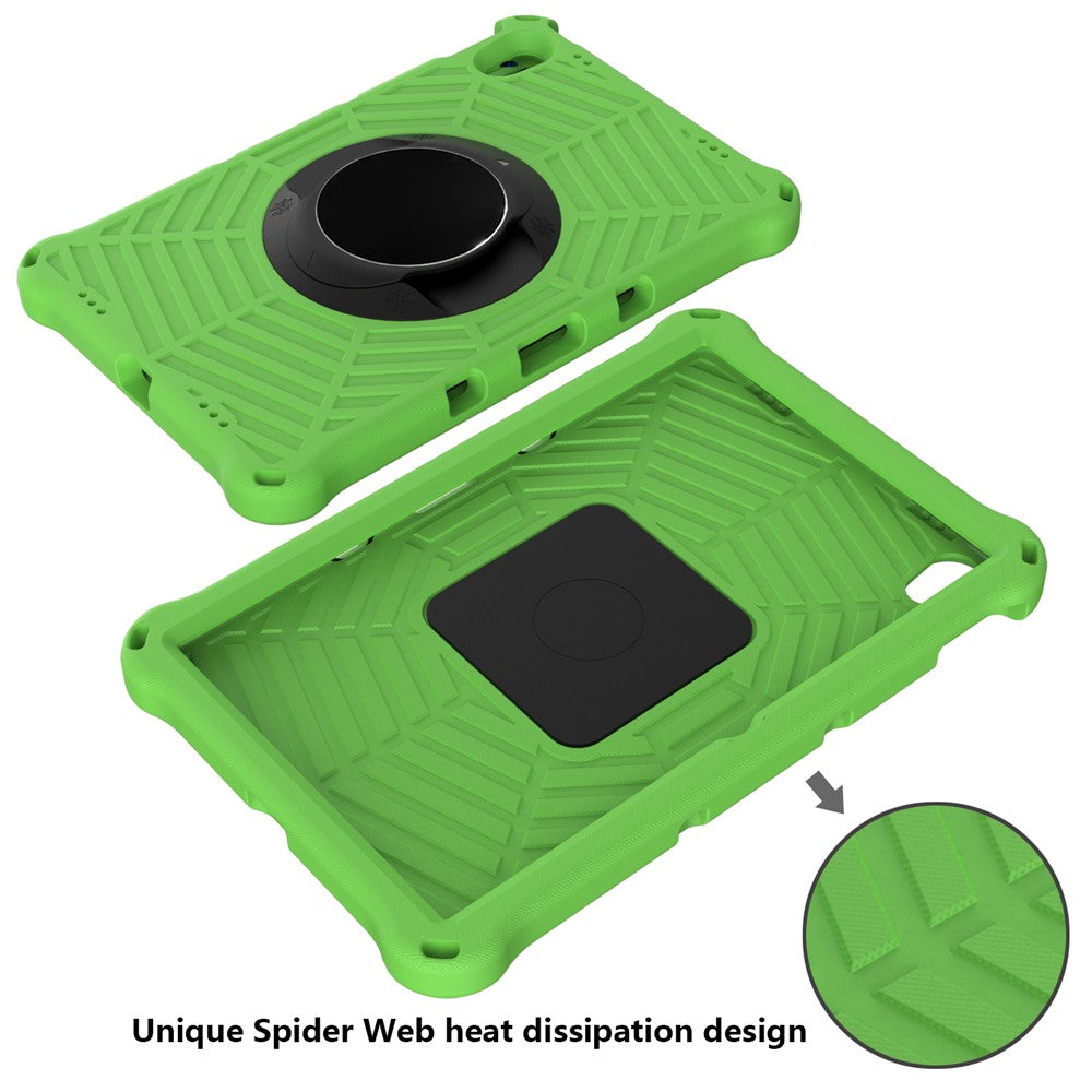 Spider Web Texture Heat Dissipation Anti-Drop Impact-Resistant Tablet Case Kickstand EVA Cover with Shoulder Strap for Lenovo Tab P11 TB-J606F / Tab P11 5G - Green