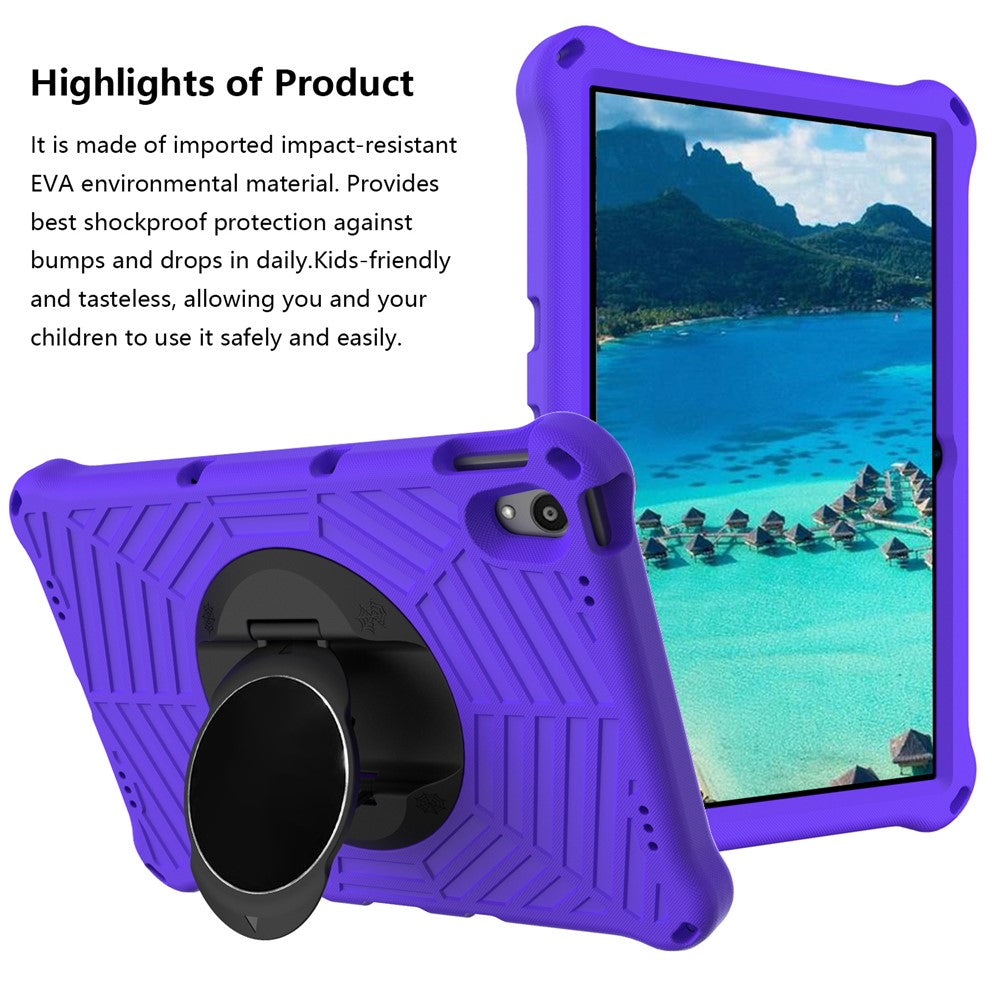 Spider Web Texture Heat Dissipation Anti-Drop Impact-Resistant Tablet Case Kickstand EVA Cover with Shoulder Strap for Lenovo Tab P11 TB-J606F / Tab P11 5G - Purple