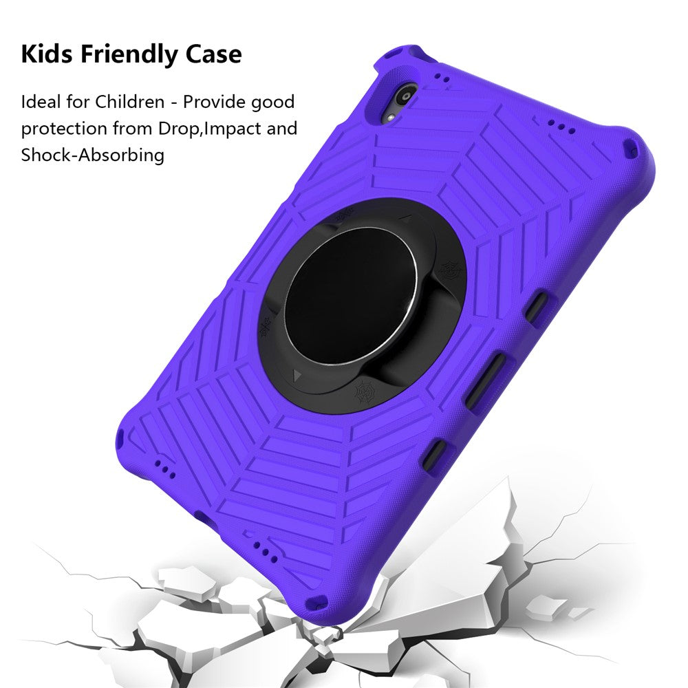 Spider Web Texture Heat Dissipation Anti-Drop Impact-Resistant Tablet Case Kickstand EVA Cover with Shoulder Strap for Lenovo Tab P11 TB-J606F / Tab P11 5G - Purple