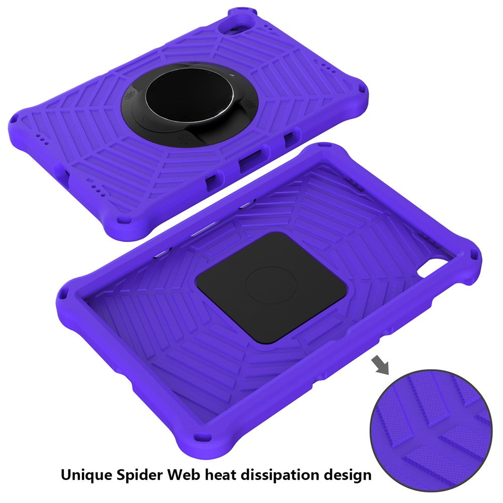Spider Web Texture Heat Dissipation Anti-Drop Impact-Resistant Tablet Case Kickstand EVA Cover with Shoulder Strap for Lenovo Tab P11 TB-J606F / Tab P11 5G - Purple