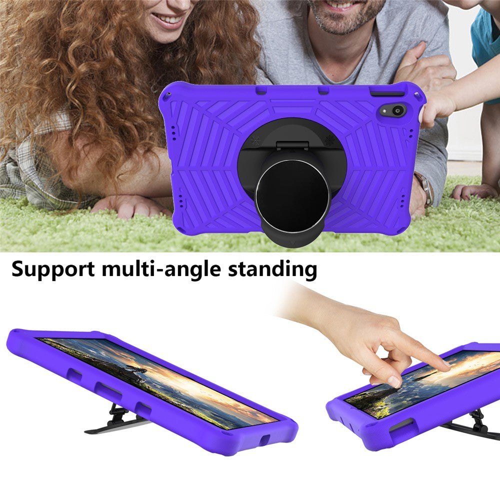 Spider Web Texture Heat Dissipation Anti-Drop Impact-Resistant Tablet Case Kickstand EVA Cover with Shoulder Strap for Lenovo Tab P11 TB-J606F / Tab P11 5G - Purple