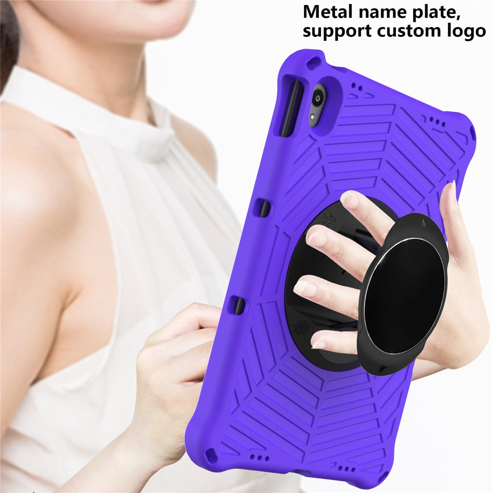 Spider Web Texture Heat Dissipation Anti-Drop Impact-Resistant Tablet Case Kickstand EVA Cover with Shoulder Strap for Lenovo Tab P11 TB-J606F / Tab P11 5G - Purple